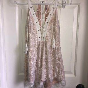 Indikah White Cream Lace Romper